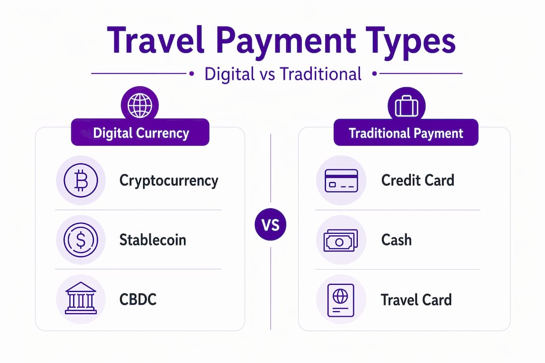 Infographic comparing digital and traditional travel payments