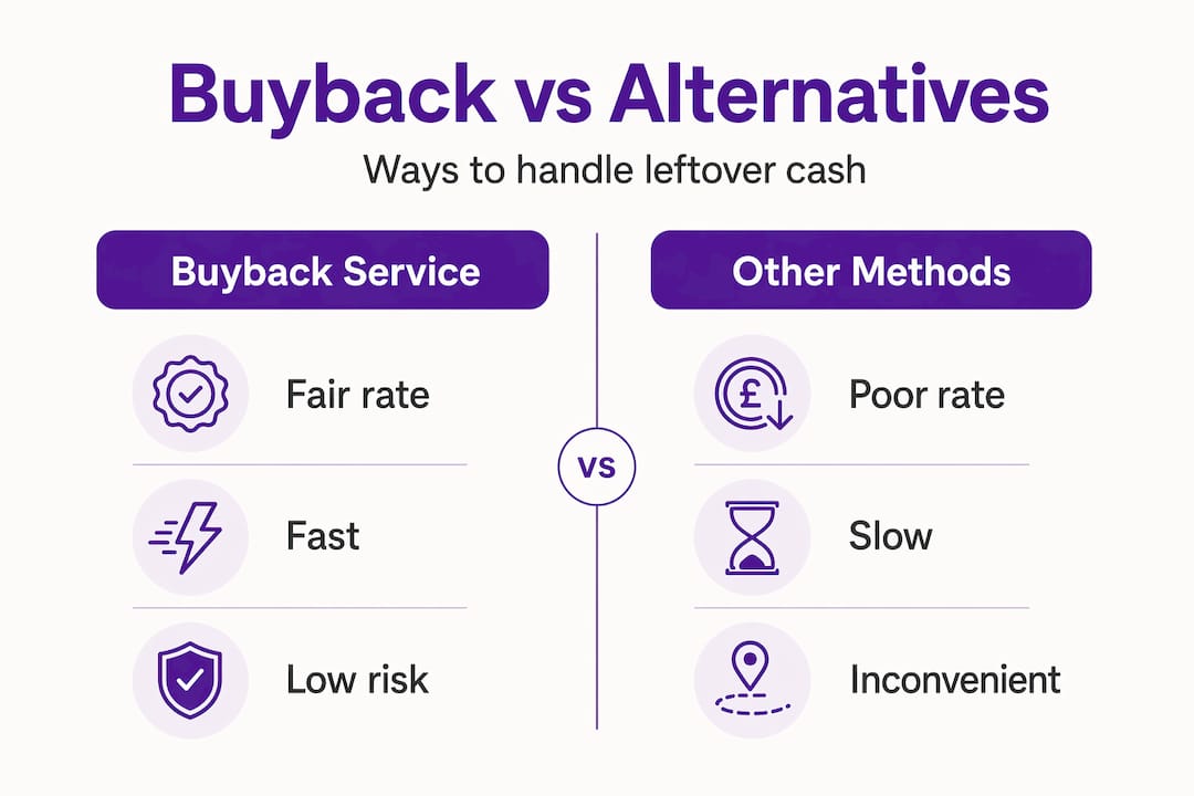Infographic comparing buyback service and alternatives