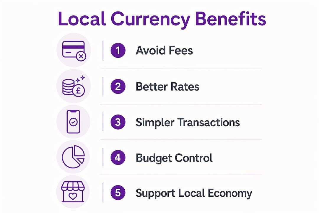 Infographic showing benefits of using local currency