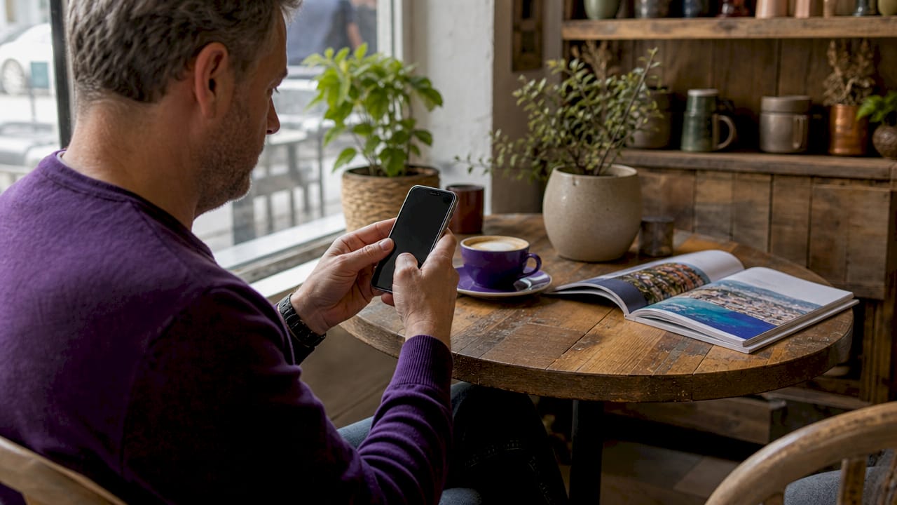 Hands setting currency rate alert on phone