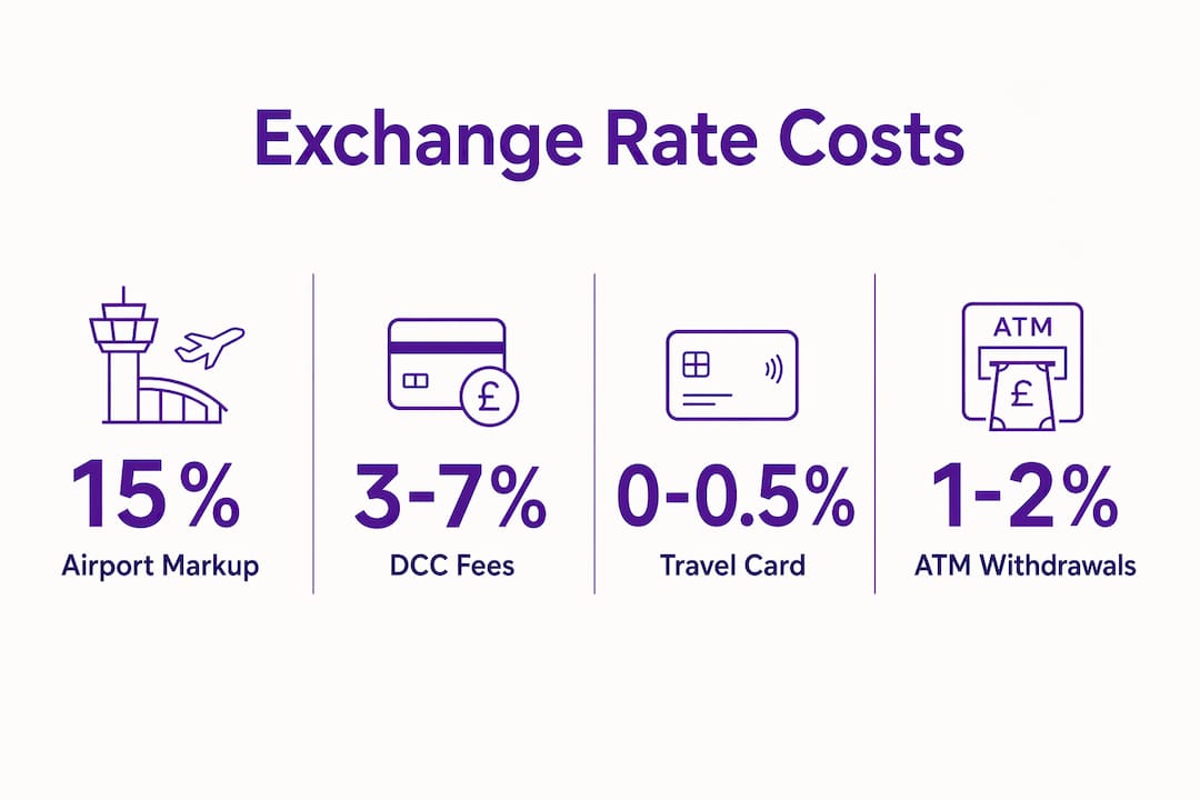 Infographic showing exchange rate markups and fees