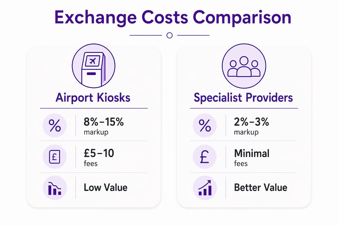 Infographic comparing currency exchange costs