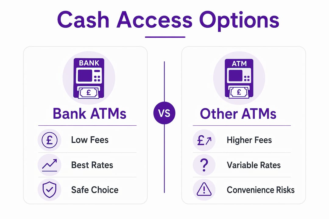 Infographic comparing bank and other ATM cash access