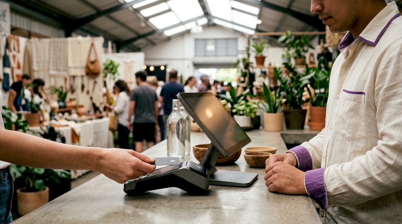 Contactless card payment at café POS terminal