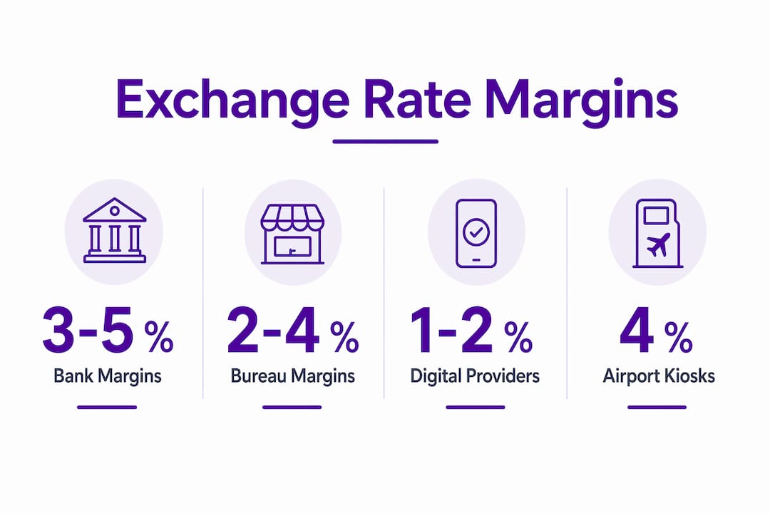 Infographic showing typical exchange rate margins by provider