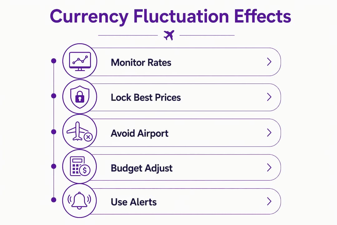 Infographic outlining effects of currency fluctuations for travellers