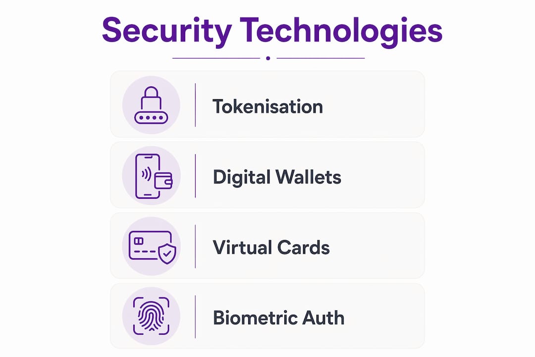 Infographic summarizing online currency security technologies