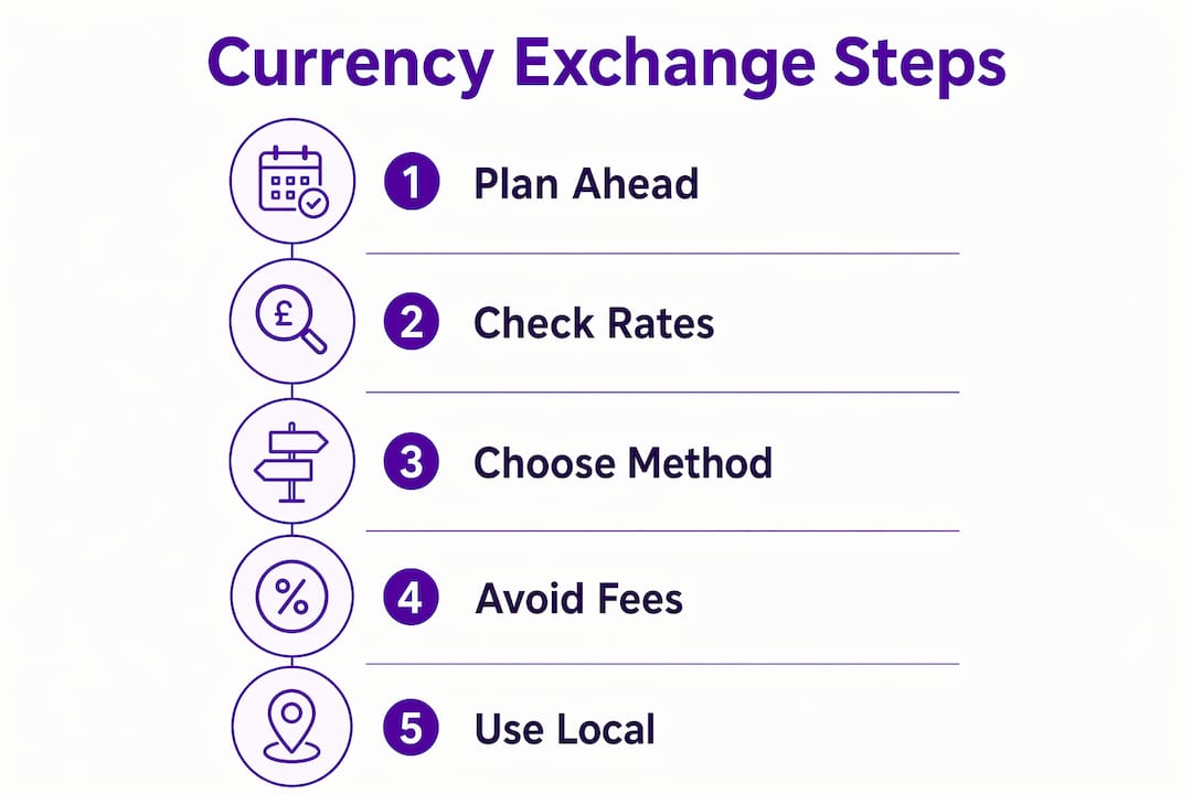 Infographic of currency exchange steps