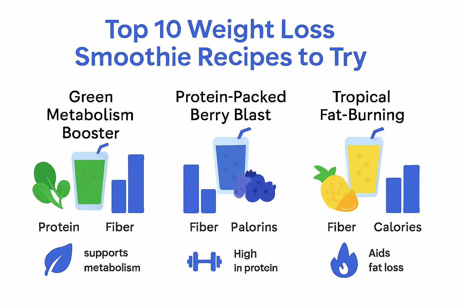 Infographic comparing top weight loss smoothie recipes