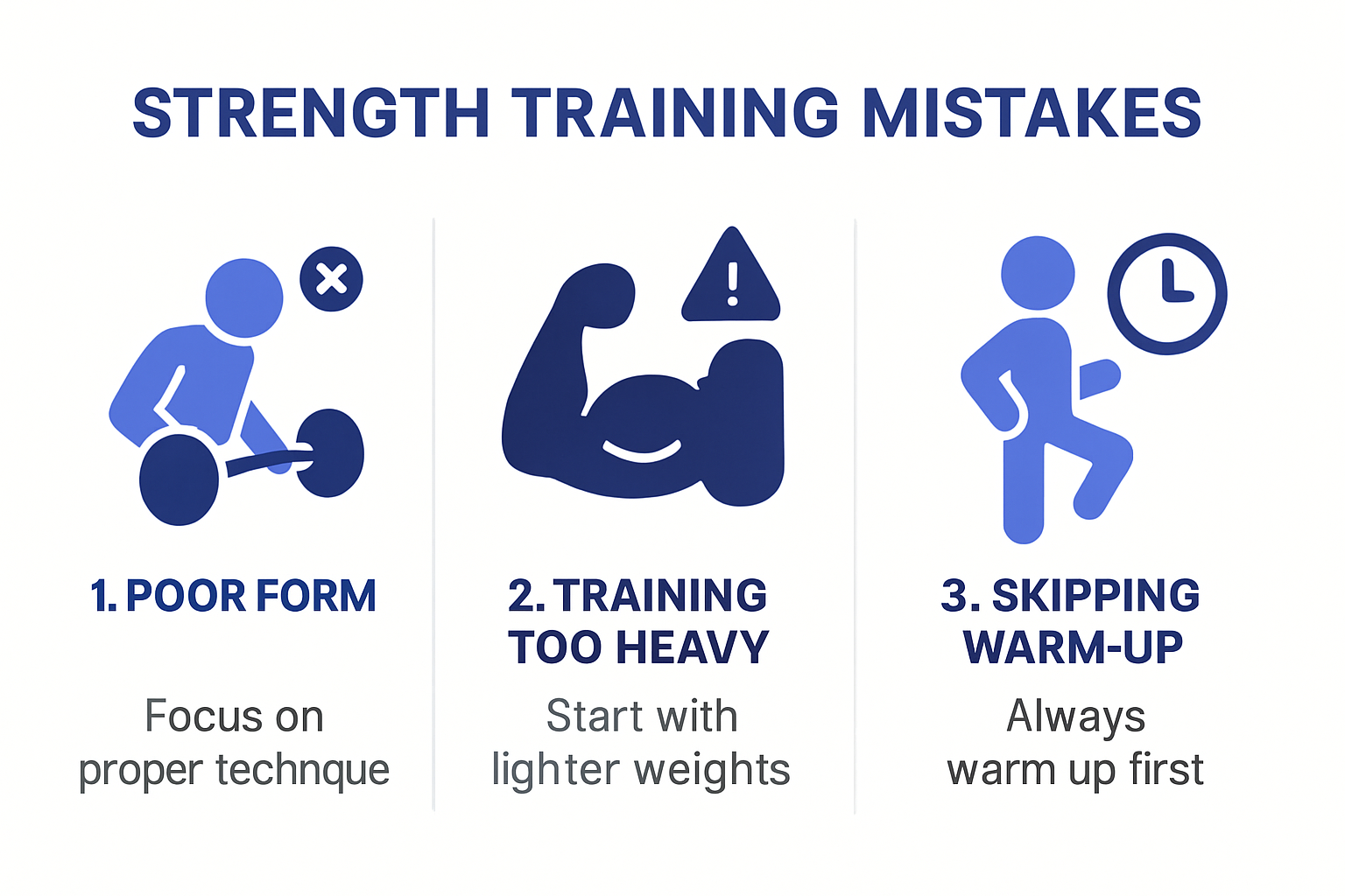 Infographic of common strength training mistakes and fixes