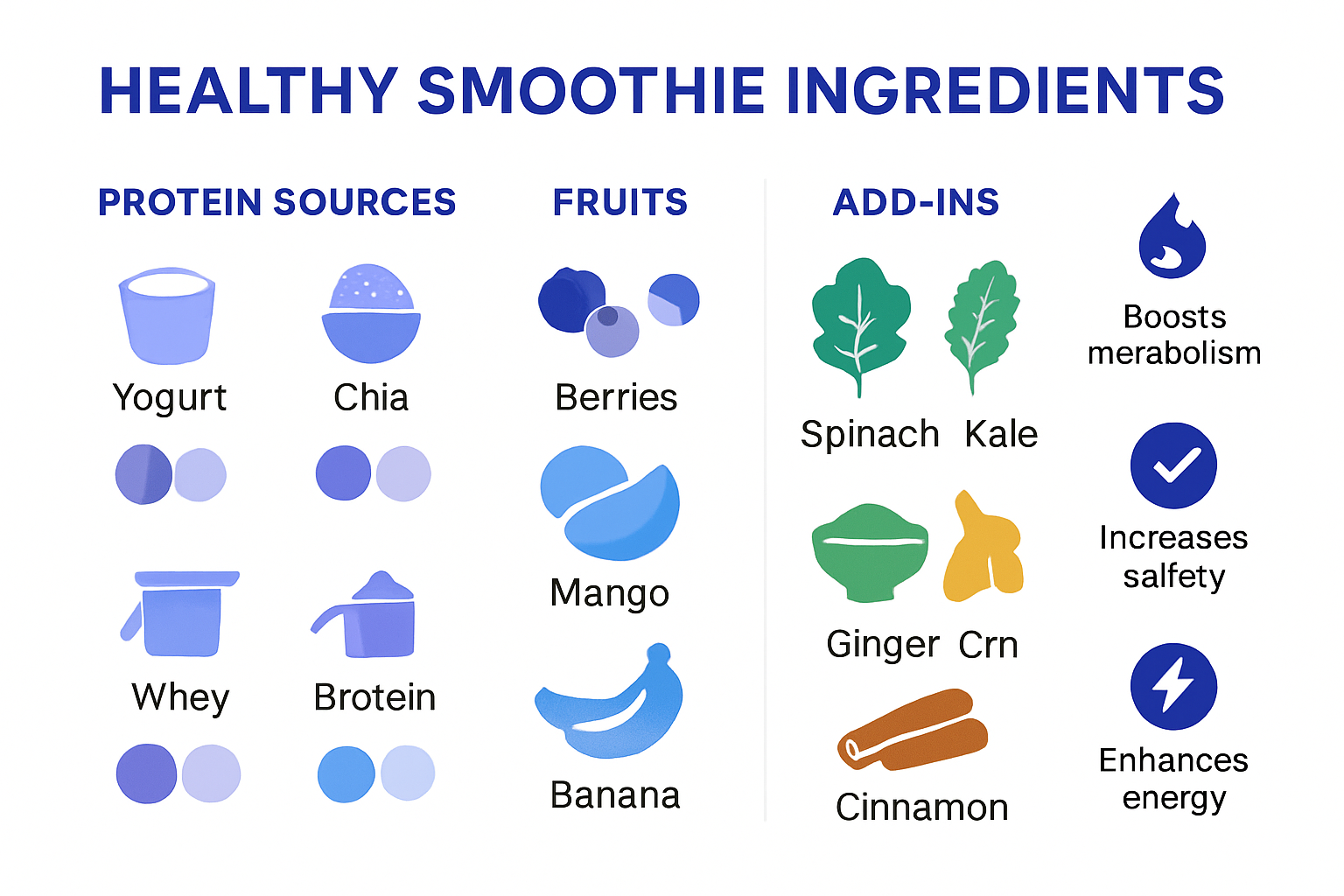 Infographic breakdown of healthy smoothie ingredients and their key benefits