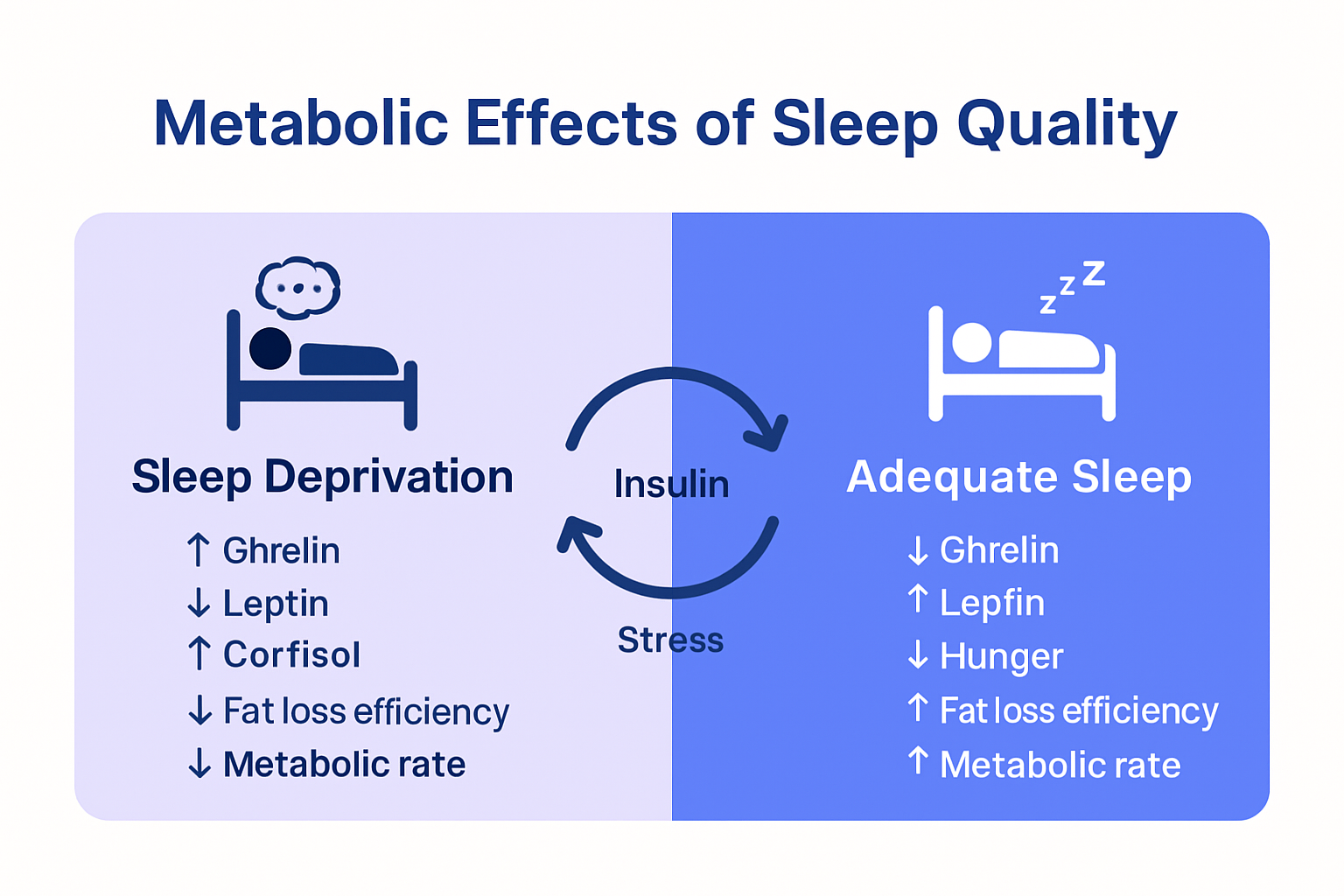 Infographic comparing metabolism and hormones with good versus poor sleep