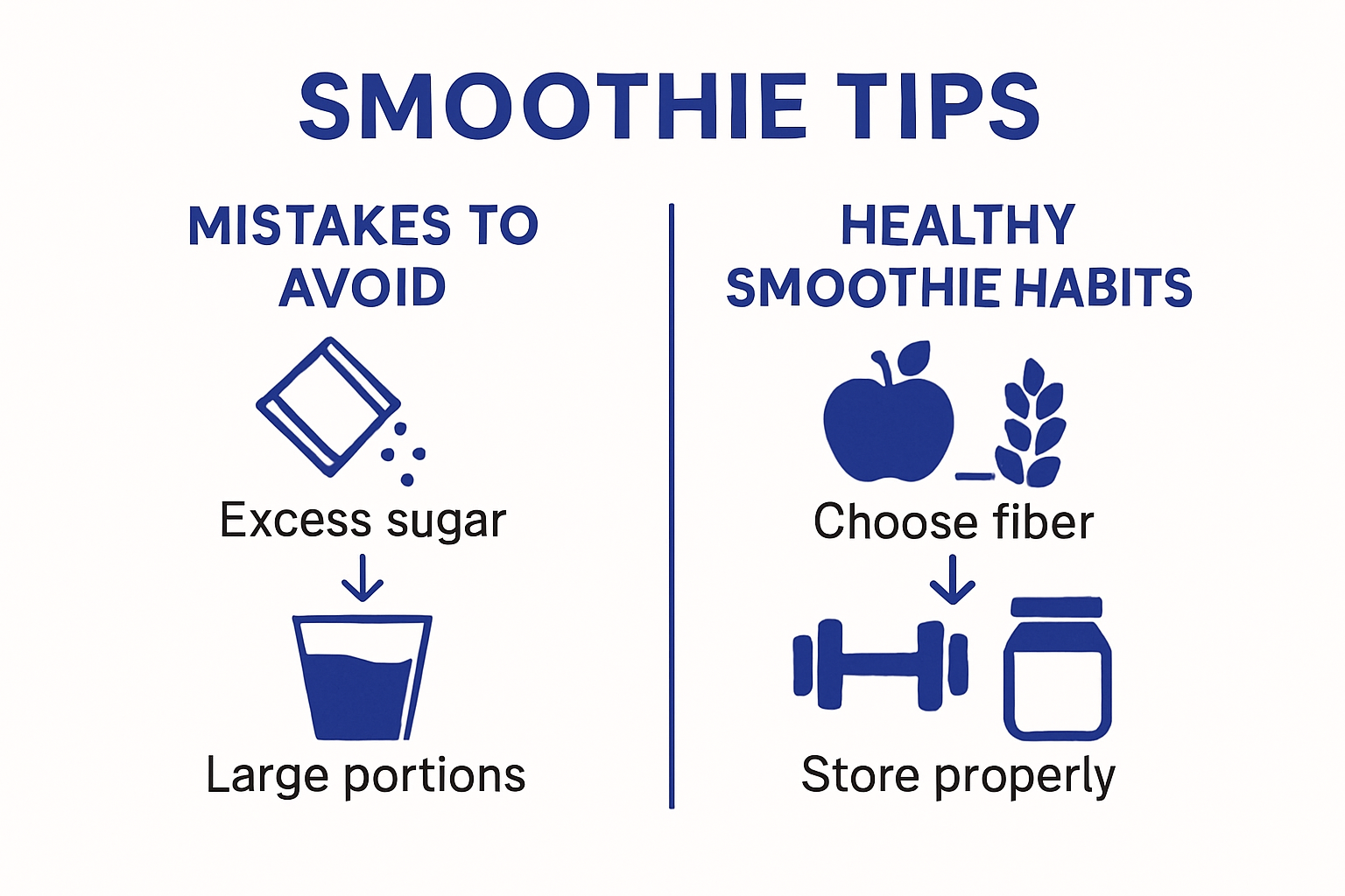Infographic highlighting do’s and don’ts of making healthy smoothies for weight loss