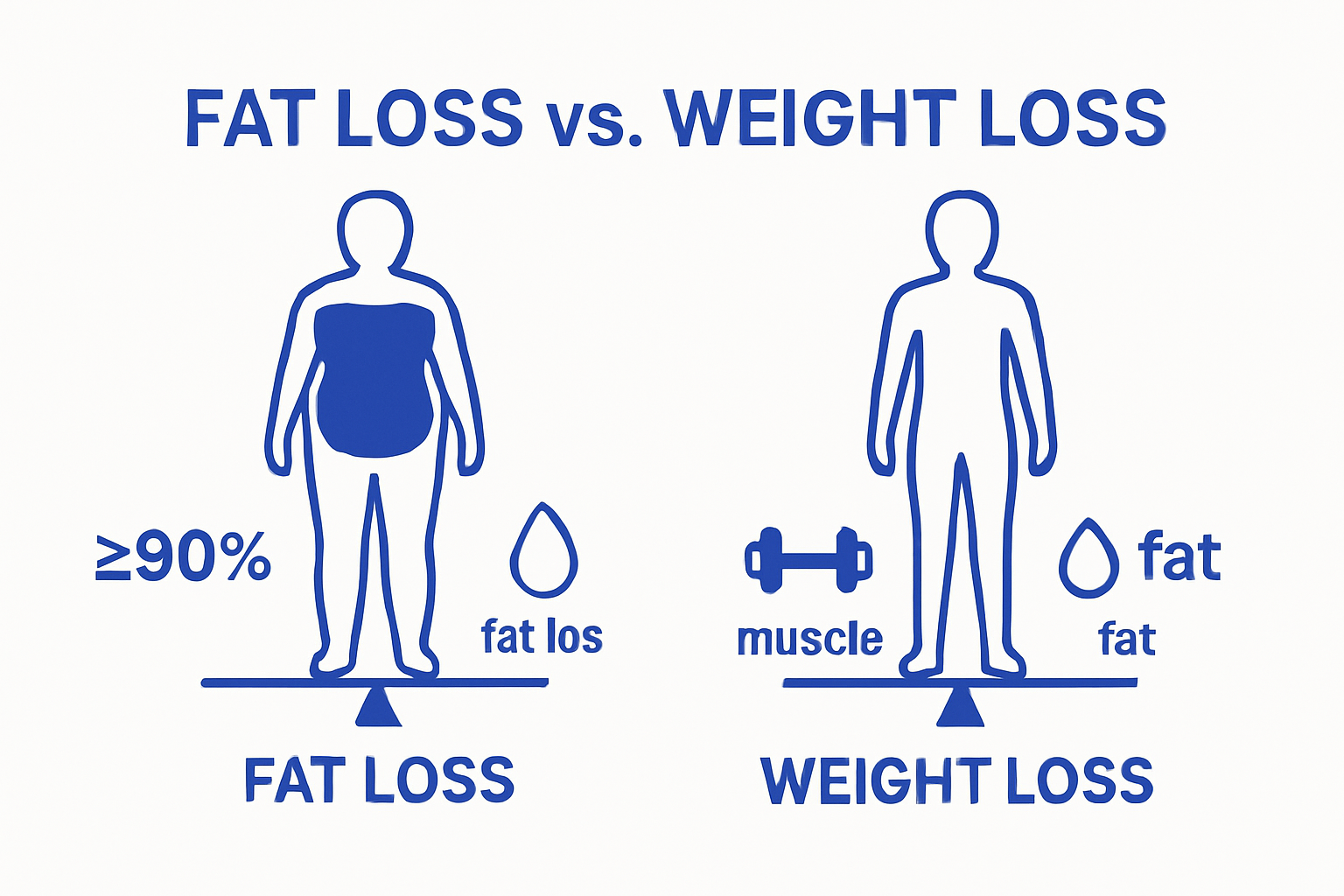infographic comparing fat loss and weight loss concepts