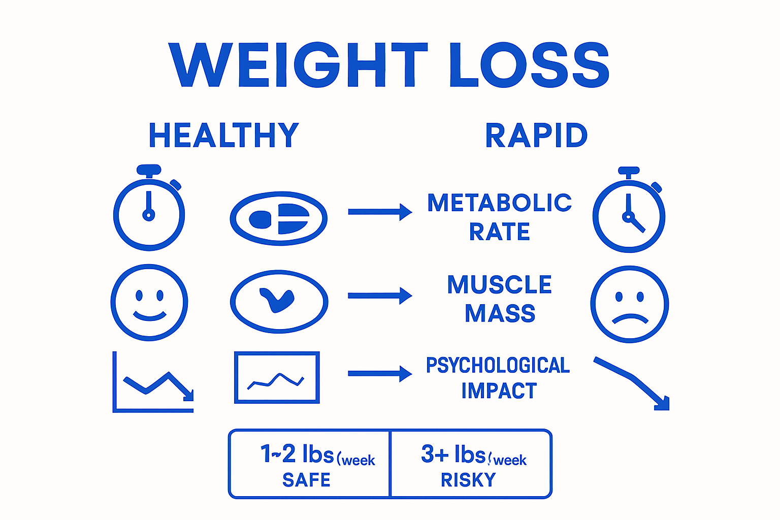Comparison of safe and rapid weight loss effects