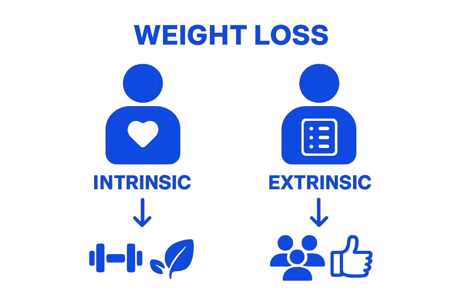 Visual comparison of intrinsic and extrinsic motivation types for weight loss