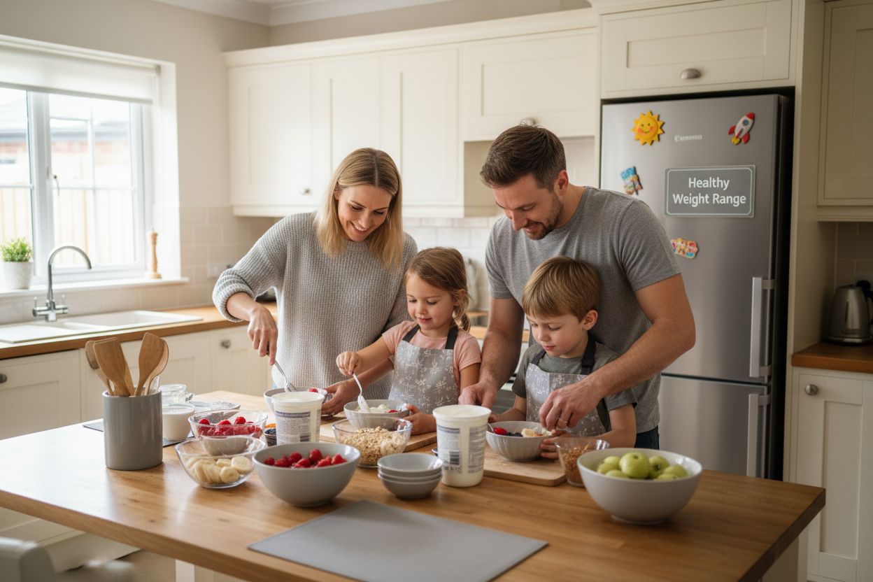 healthy weight range, family, kitchen