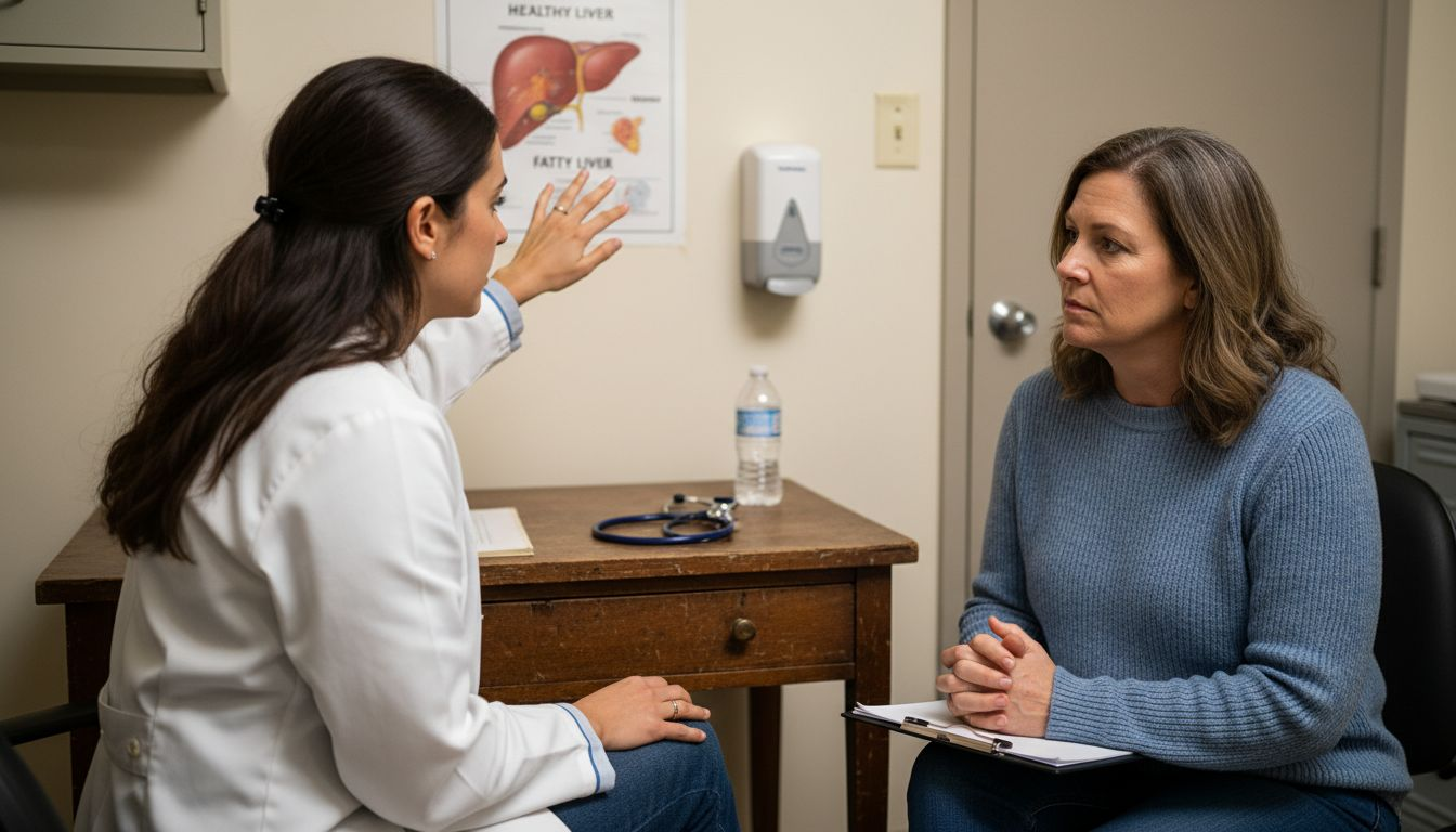 Doctor discusses liver health with patient