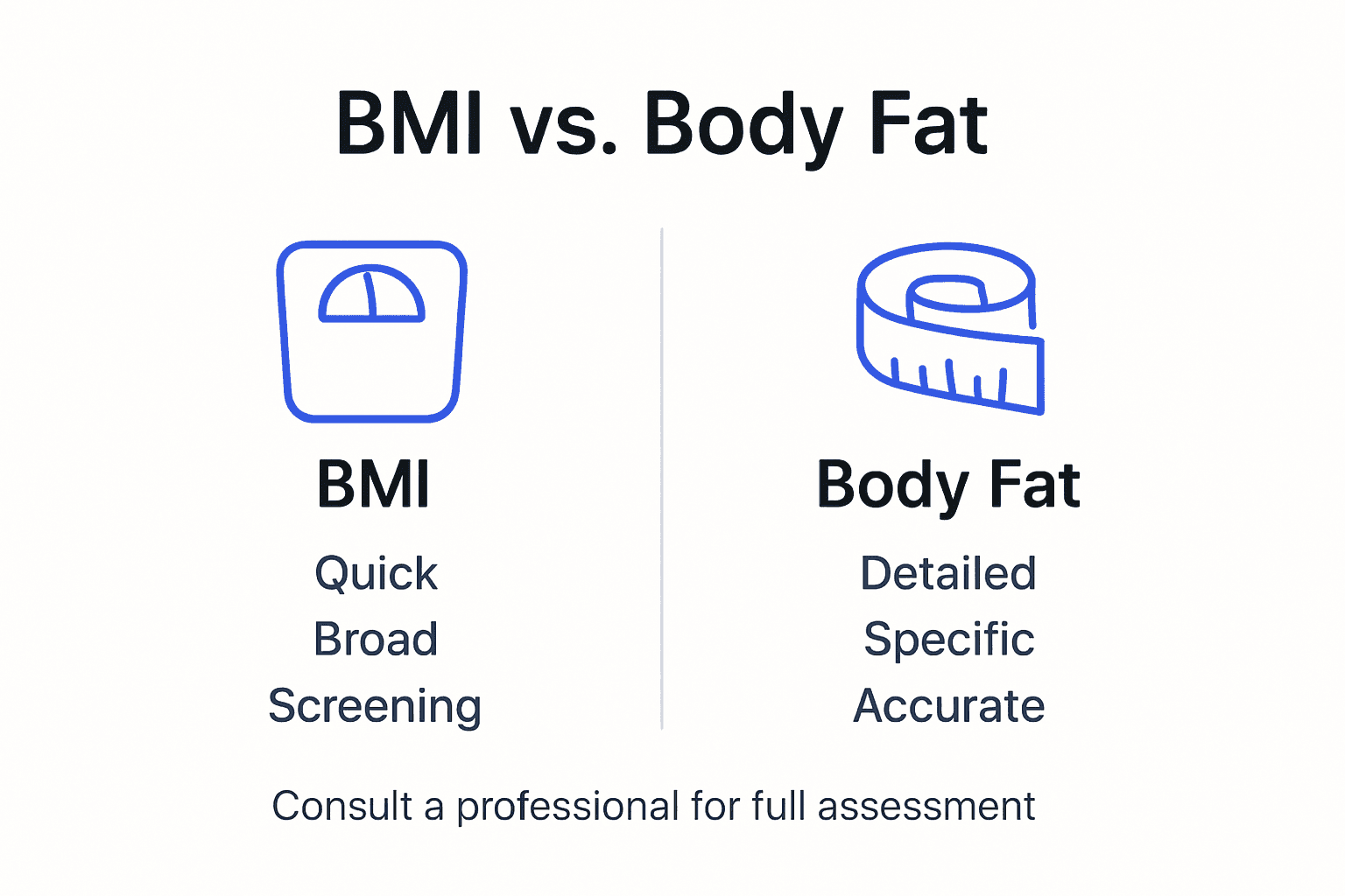 Infographic comparing BMI to body fat analysis