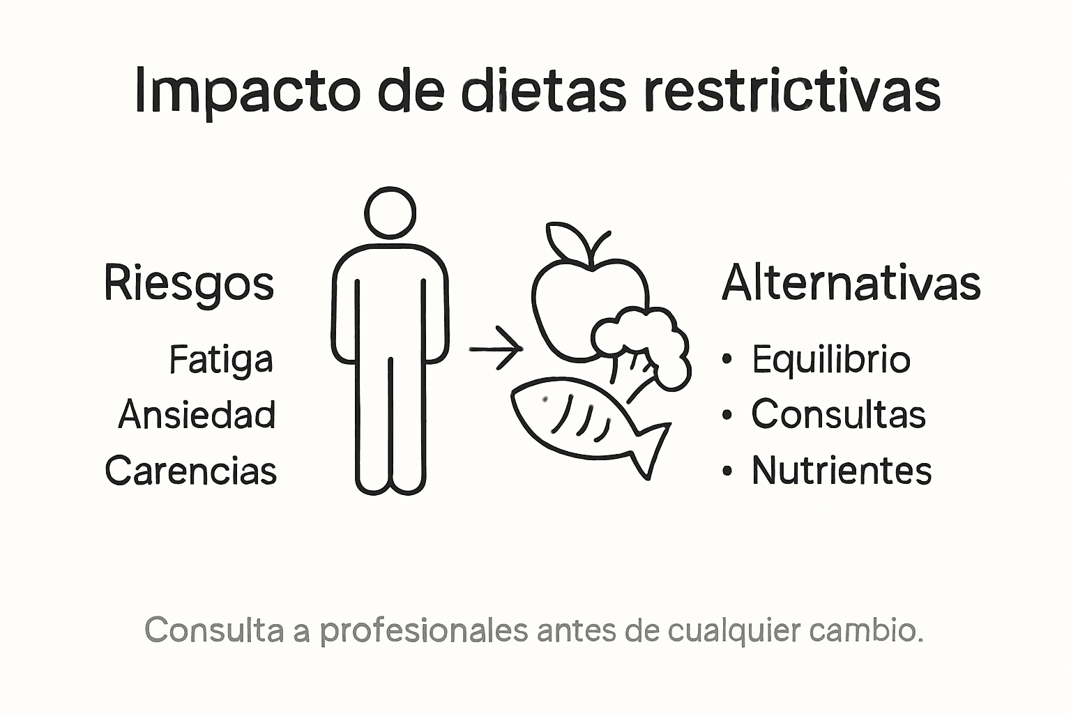 Infografía: Consecuencias de las dietas muy restrictivas y opciones más saludables
