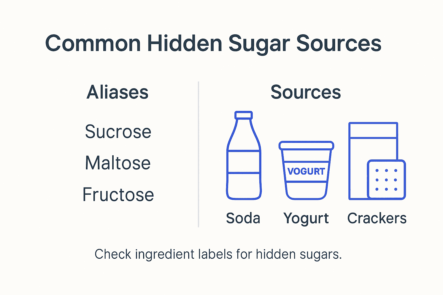 Infographic shows hidden sugar sources and aliases