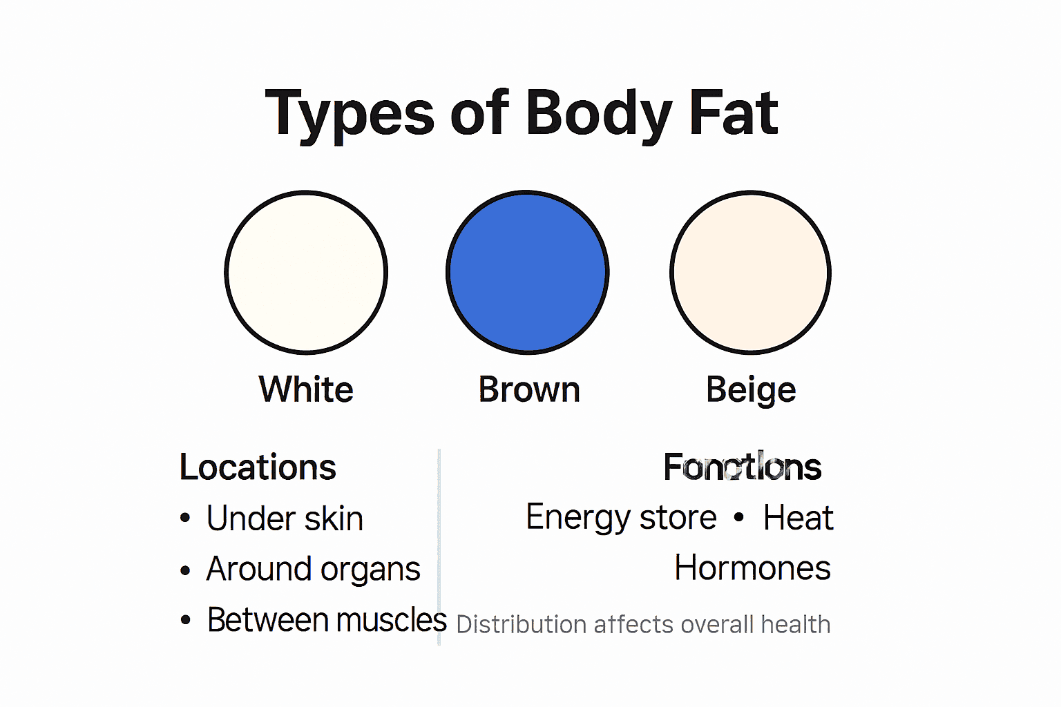 Infographic showing main body fat types and locations