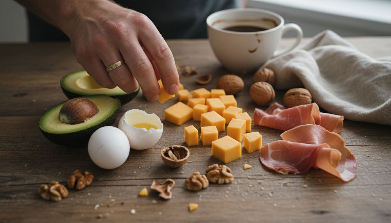 Mesa servida con alimentos característicos de la dieta keto