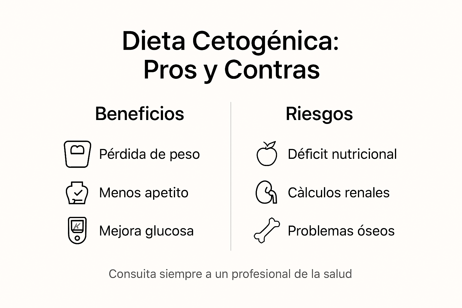 Infografía sobre los pros y contras de la dieta cetogénica