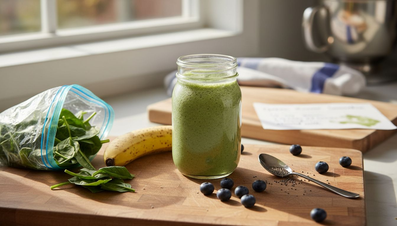 Closeup healthy smoothie ingredients on counter