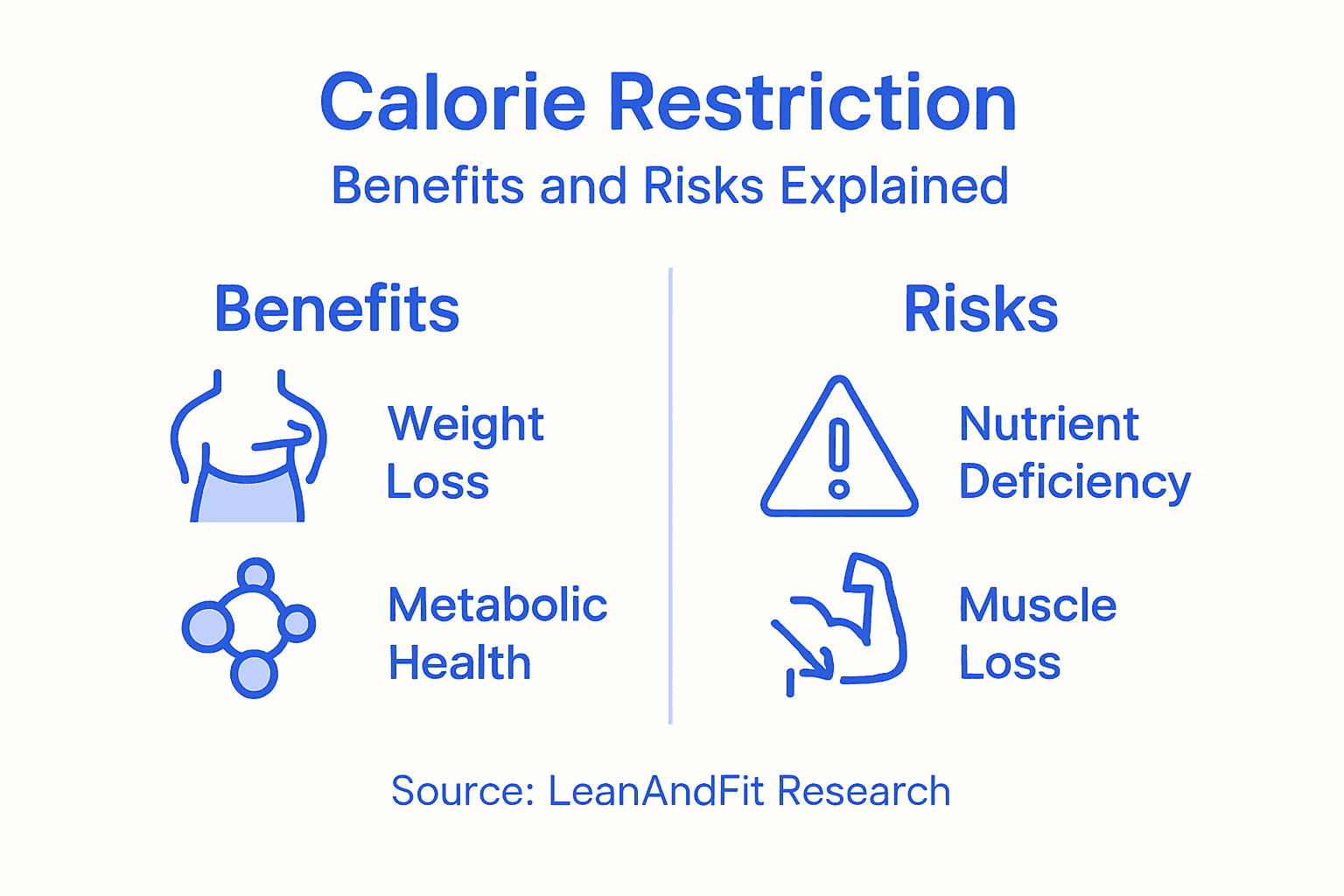Infographic showing calorie restriction pros and cons