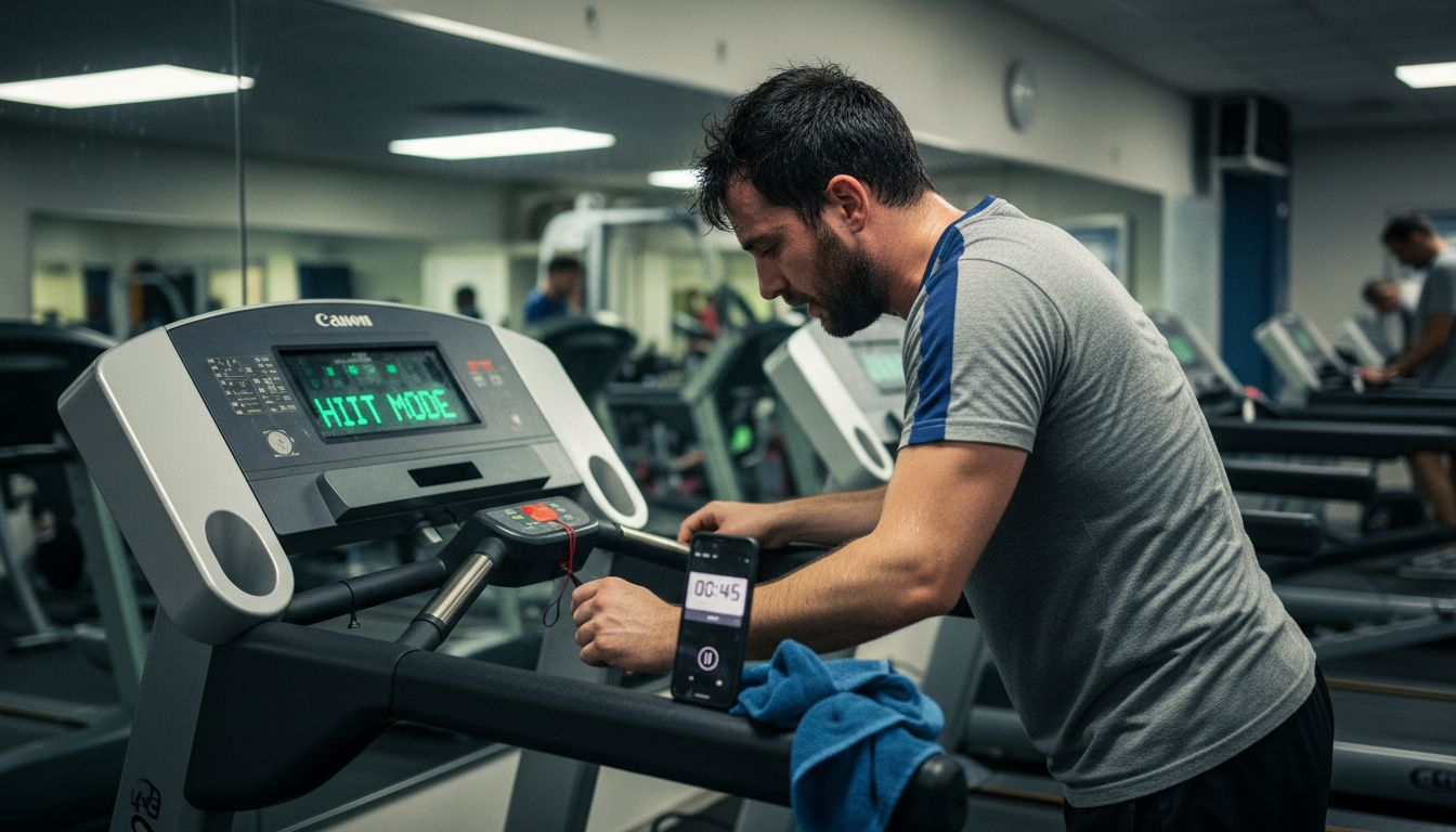 Man breathing after HIIT interval sprint