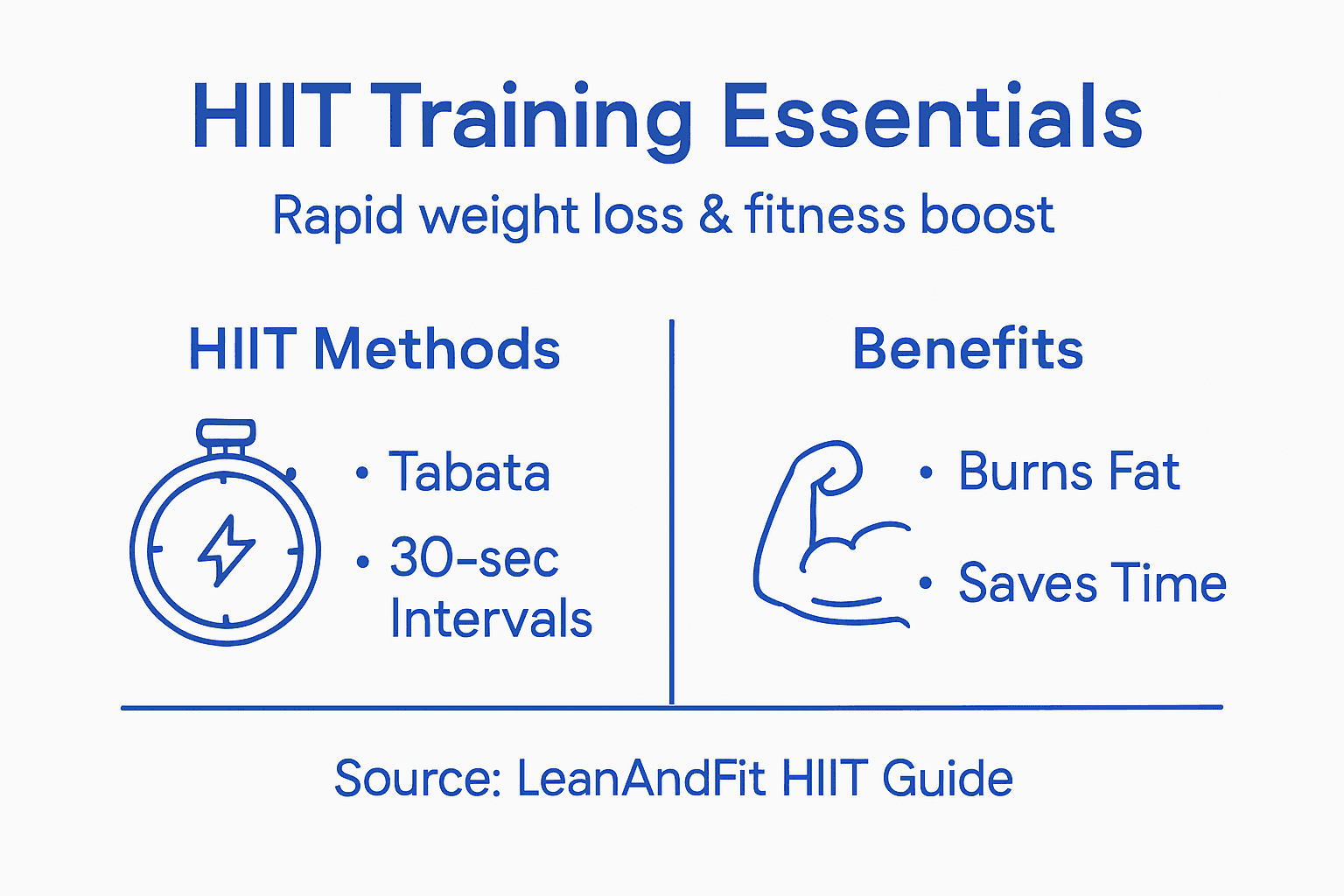 Infographic summarizes HIIT methods and benefits