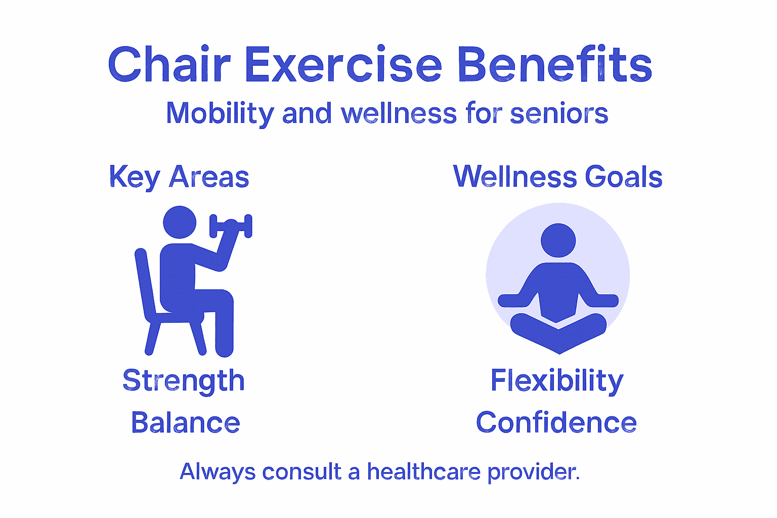 Infographic of chair exercise benefits and goals