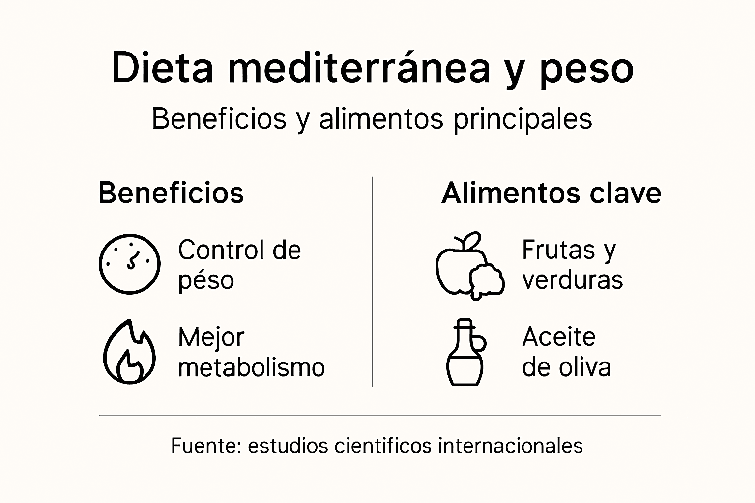 Infografía sobre los principales alimentos de la dieta mediterránea y sus beneficios