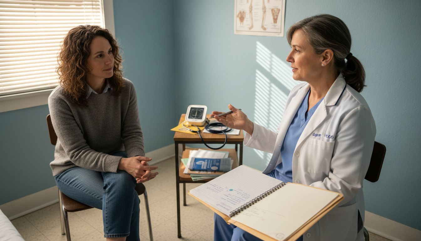 Doctor discusses blood pressure with patient