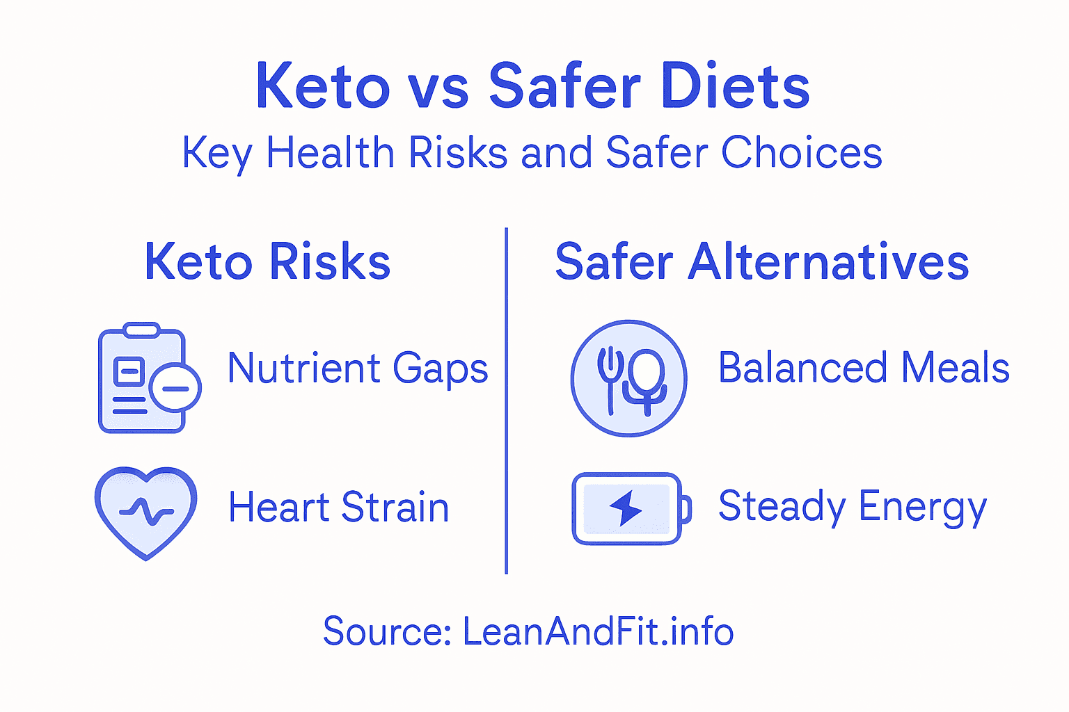 Infographic comparing keto dangers and safer diet options