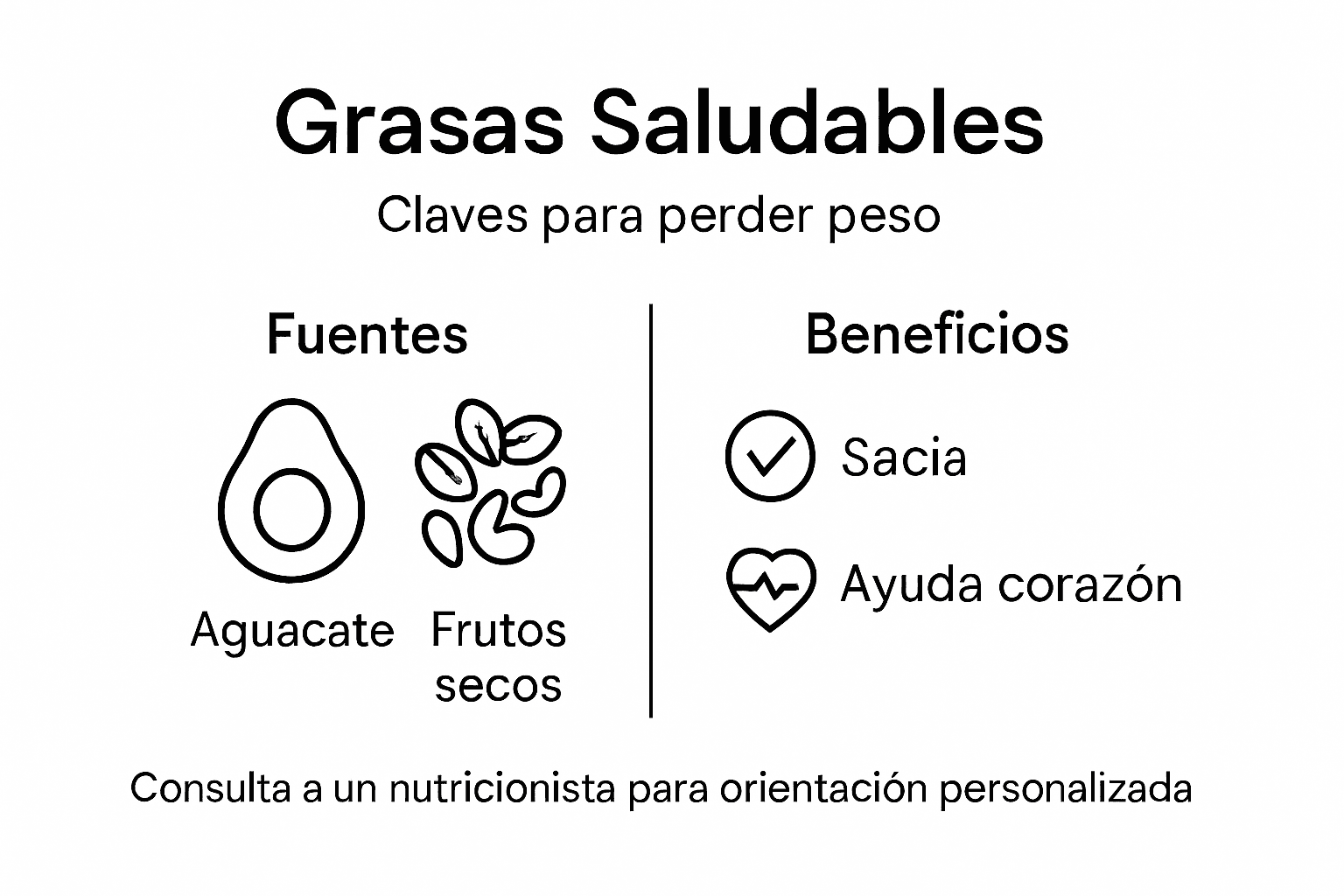 Descubre en esta infografía cuáles son las principales fuentes de grasas saludables y cómo benefician a tu organismo.