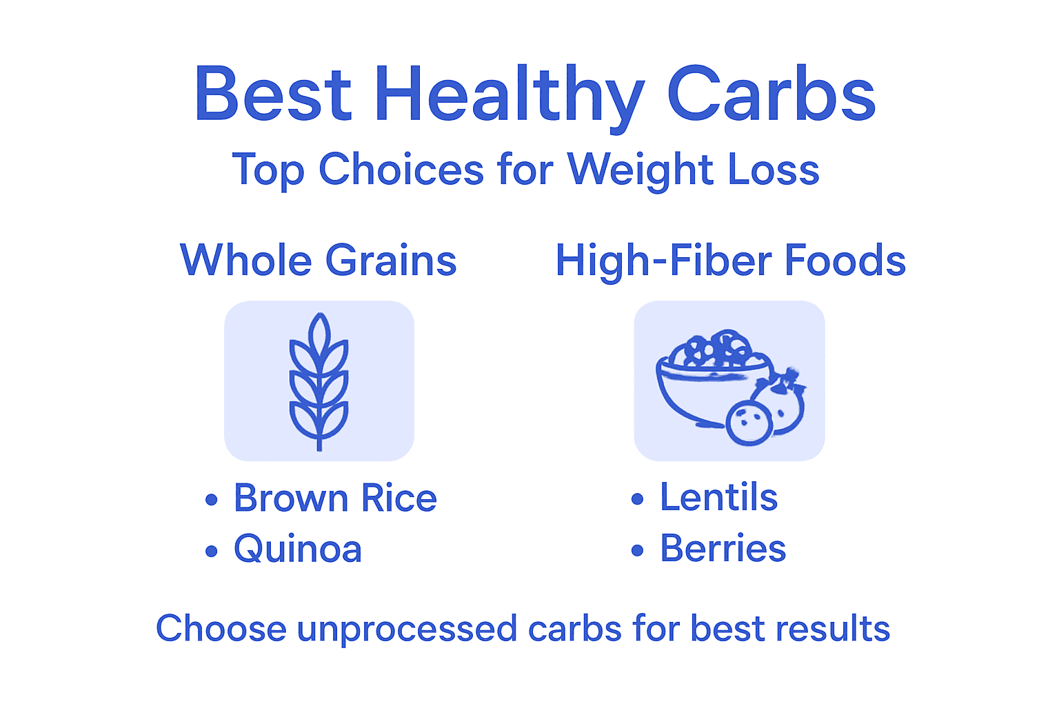 Infographic showing top healthy carbs options