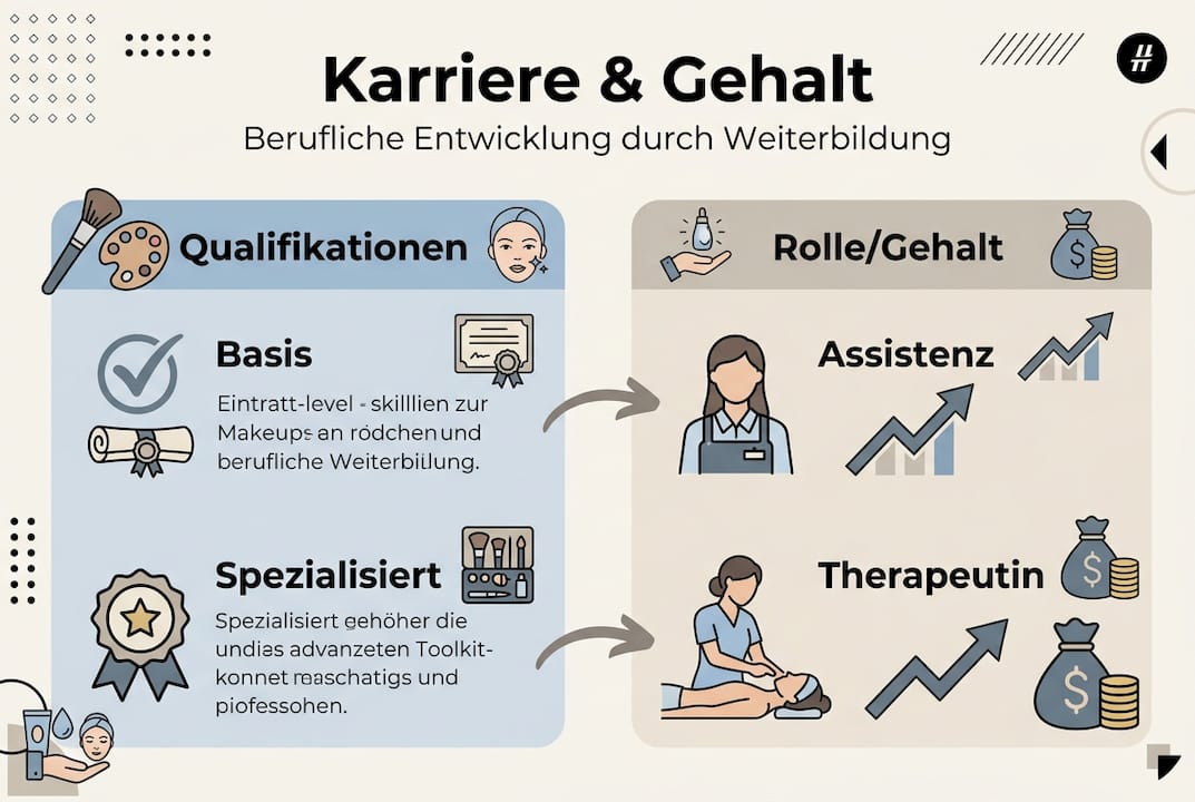 Unsere Infografik gibt einen Überblick über Karrierechancen und Verdienstmöglichkeiten in der Kosmetikbranche.