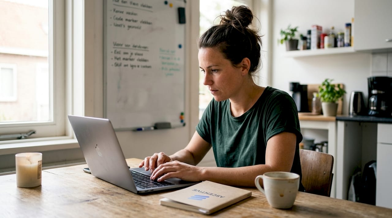 Ondernemer uit het mkb stelt thuis digitaal een offerte op en verstuurt deze direct naar de klant.