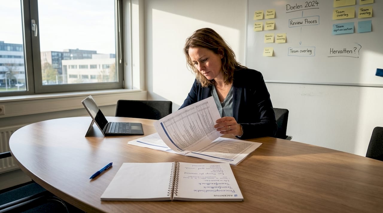 De teamleider brengt de huidige werkprocessen in kaart om te bekijken welke stappen gedigitaliseerd kunnen worden.