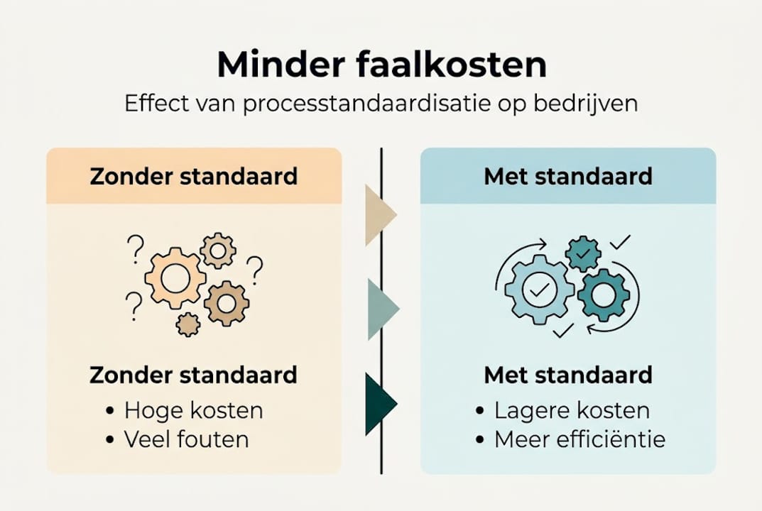 Infographic maakt inzichtelijk hoe standaardisatie bijdraagt aan het verlagen van faalkosten
