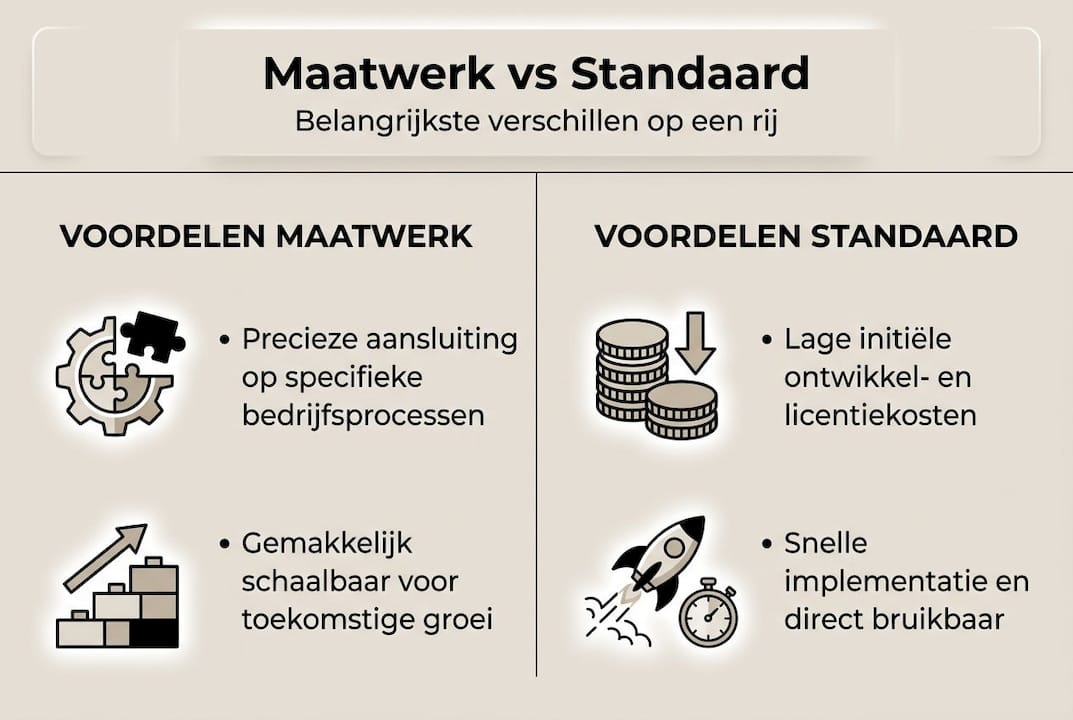 Infographic: maatwerksoftware versus standaardoplossingen