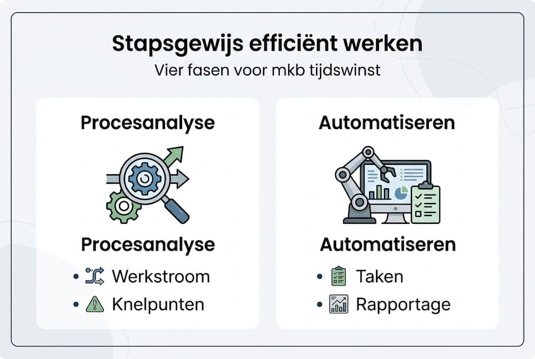 Infographic: de vier stappen naar efficiënt werken voor het mkb