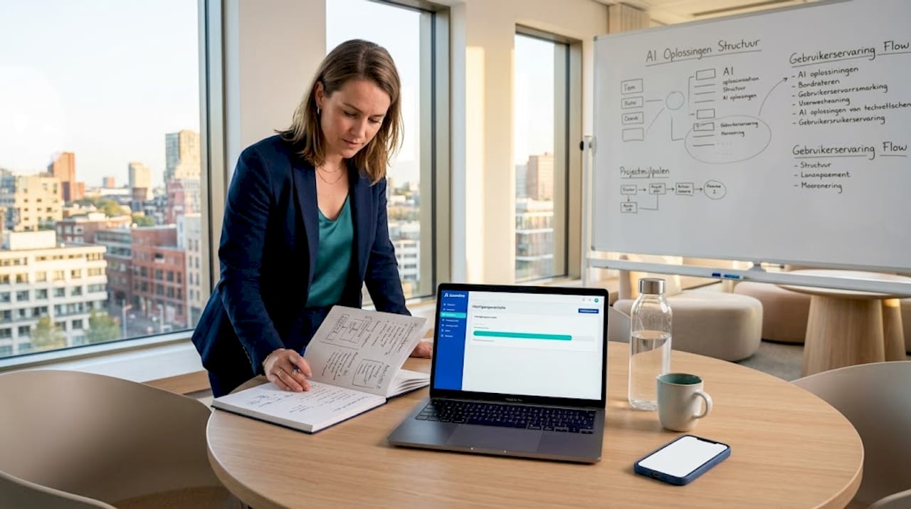 Projectleider bespreekt low-code implementatie tijdens het overleg
