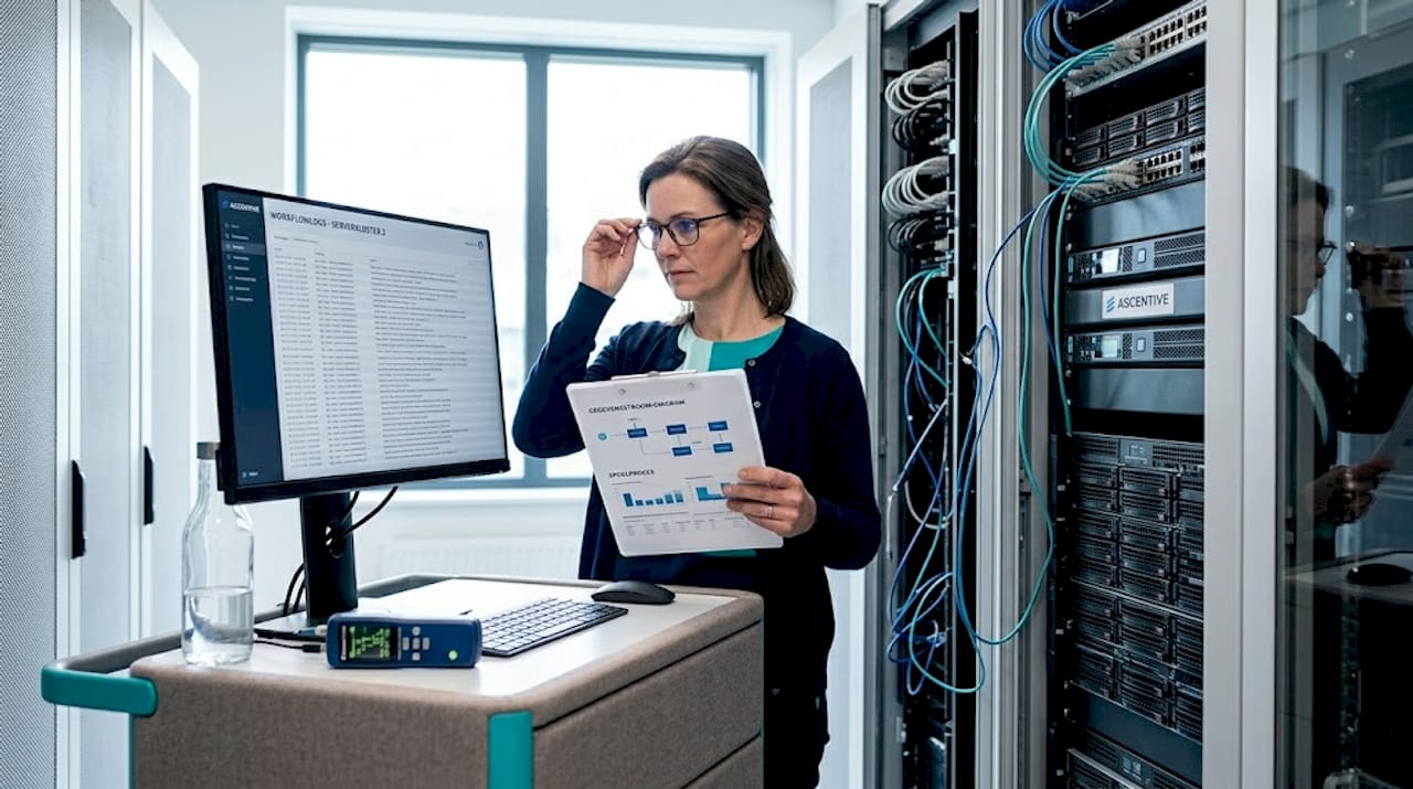 Een mkb’er houdt de n8n-logs op zijn servers nauwlettend in de gaten.