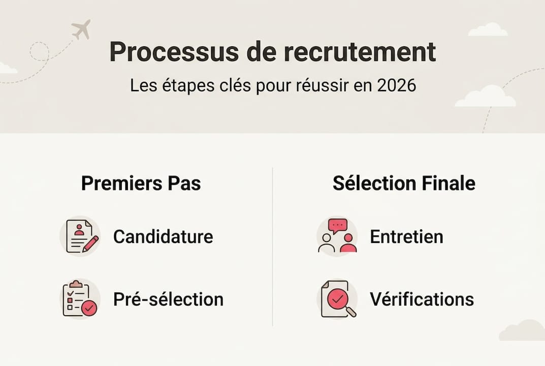 Les grandes étapes du processus de recrutement dans l'aérien, présentées en infographie