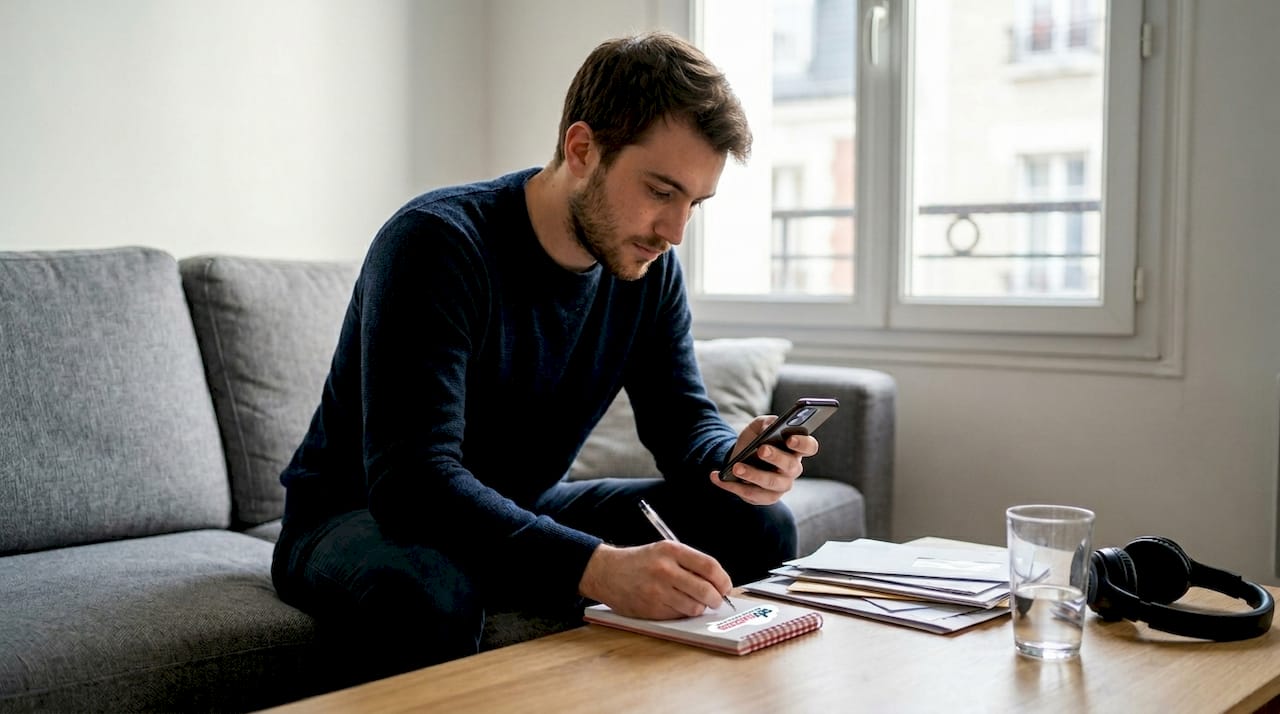 Après son entretien, le jeune candidat reste attentif aux retours et attend de nouveaux appels.