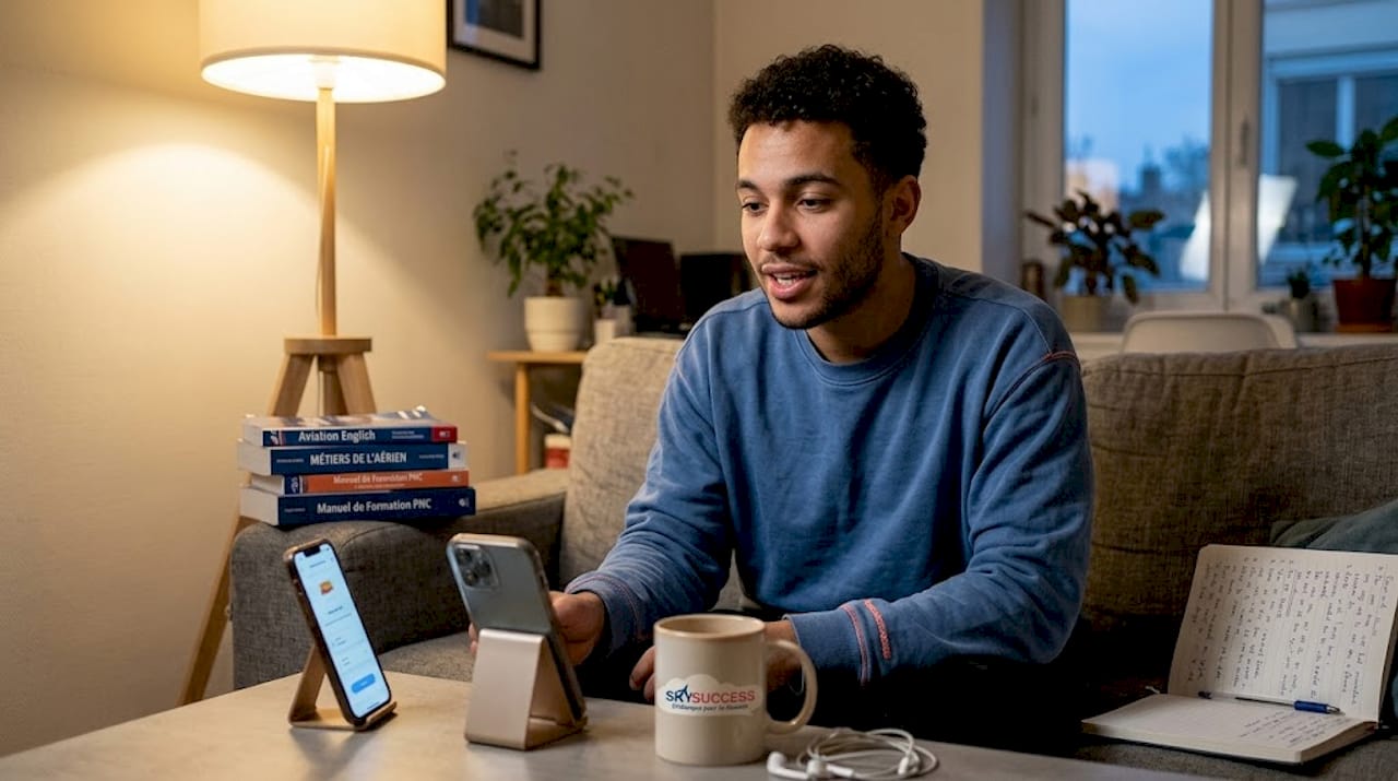 Steward perfectionne son anglais chez lui