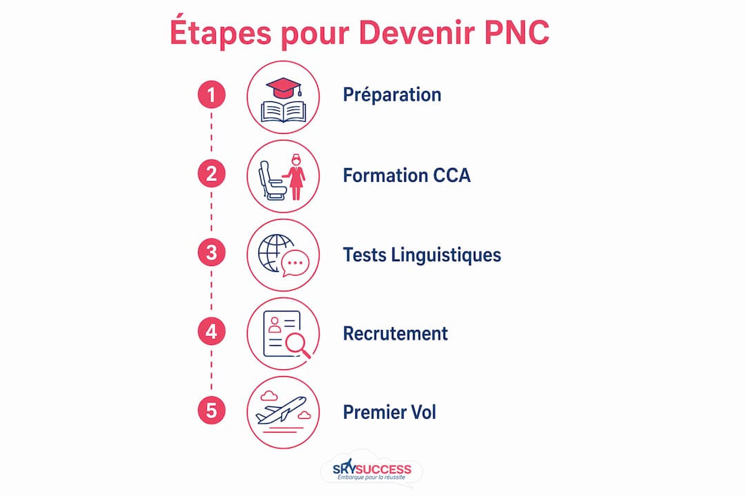 Infographie : les étapes incontournables pour devenir membre de l’équipage de cabine